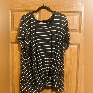 Nine Britton striped tee with bunching detail at bottom